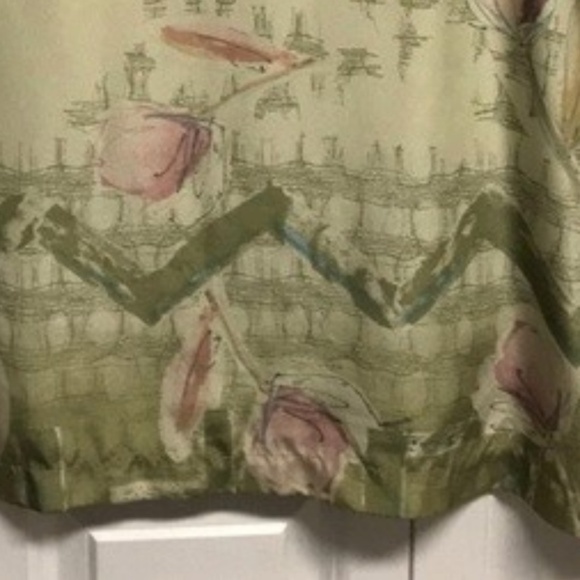 Jacques Vert Green Pink Floral Print V Neck Short Sleeve Top Size 14 - Picture 4 of 5